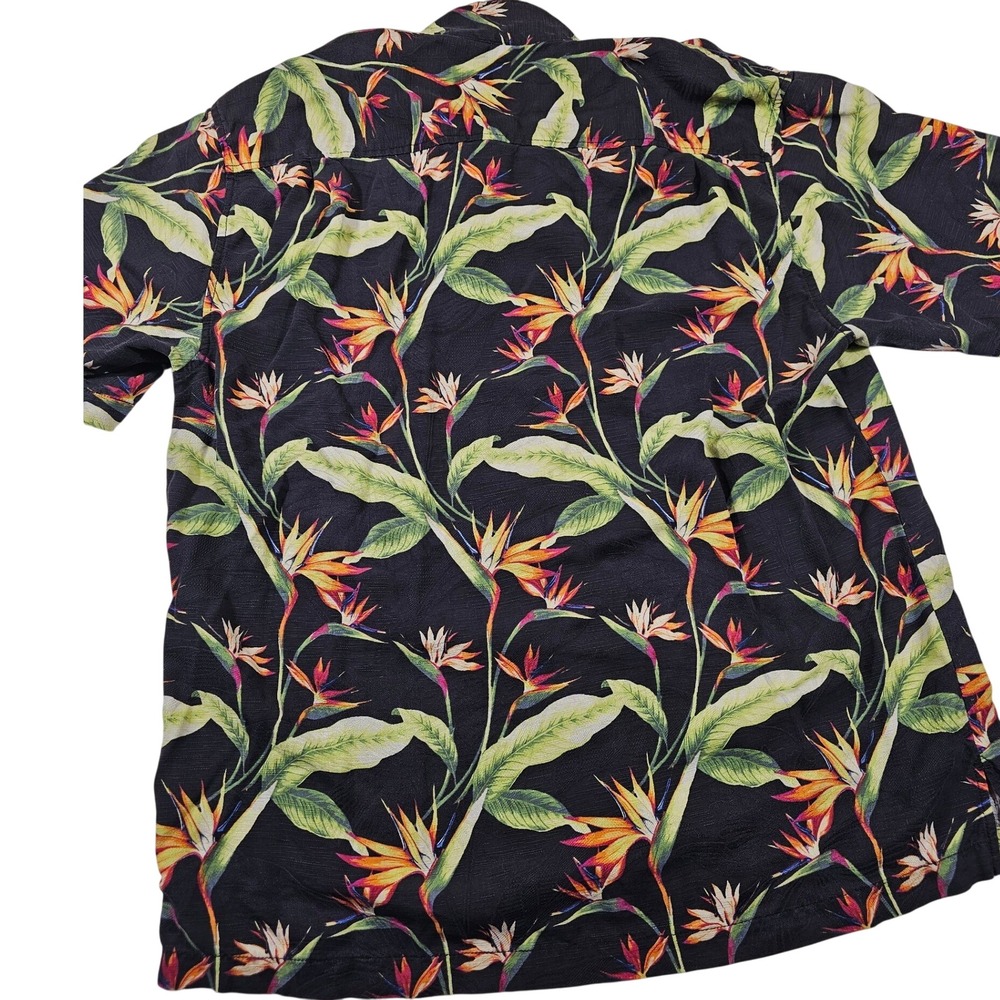 Tommy Bahama Mens Lg Silk Bird of Paradise Floral Camp Shirt Black Original Fit - Picture 2 of 7